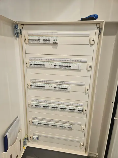 Cuadro eléctrico nuevo, ordenado y etiquetado por circuitos